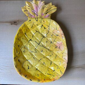 Outdoor Collection Melamine Yellow Tropical Pineapple Figural Serving Plate dish